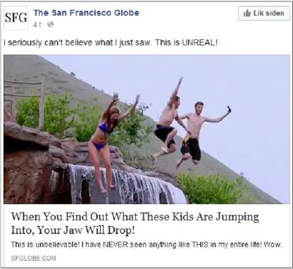 click bait worst clickbait - Seg The San Francisco Globe ile Lik siden Dr 4t. seriously can't believe what I just saw. This is Unreal! When You Find Out What These Kids Are Jumping Into, Your Jaw Will Drop! This is unbelievable! I have Never seen anything