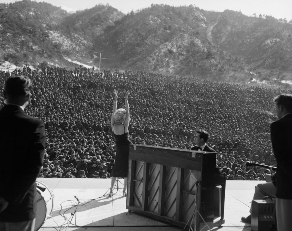Marilyn Monroe performing for the thousands of allied troops in Korea, February 11th, 1954