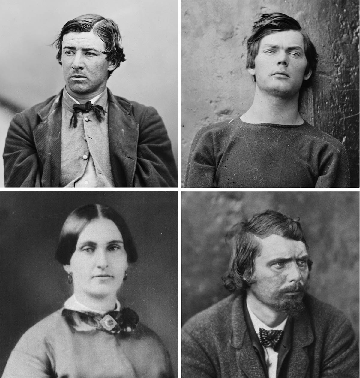 The four condemned Abraham Lincoln assassination conspirators: David Herold, Lewis Powell, Mary Surratt and George Atzerodt (from left to right).