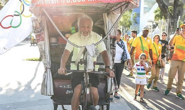 Chen Guanming is a 60-year-old man from China who loves the Olympics so much that he rode a rickshaw all the way to Rio so that he could attend the 2016 Summer Olympic Games.

Dubbed the “Olympics Man,” Chen has also attended both the 2008 Beijing Summer Olympics and the 2012 London Olympics. His arrival in Rio on July 30th marked his third Olympic experience. 

Fulfilling an obsession he developed in 2001 when it was announced that Beijing was hosting the 2008 Olympics, Chen made an incredible 800 km journey from his home in Tong Shan district to reach the Bird's Nest Stadium in Beijing via his aging tricycle. 

For his Rio trip, Chen had to cycle through the Americas over the course of three years to reach Brazil. He has been reportedly spotted riding his now famous rickshaw across Canada, and through the USA to Mexico. He then continued his cycling through Latin America and the Amazon rain forest before safely landing in Rio.