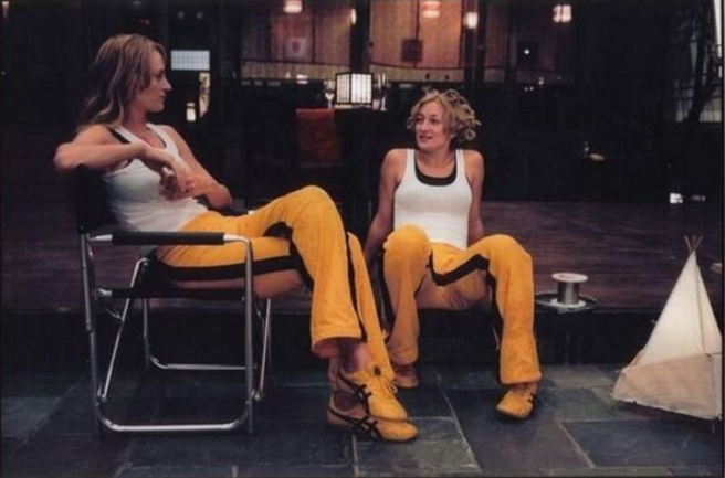 Uma Thurman and her double using their words instead of violence on set of Kill Bill