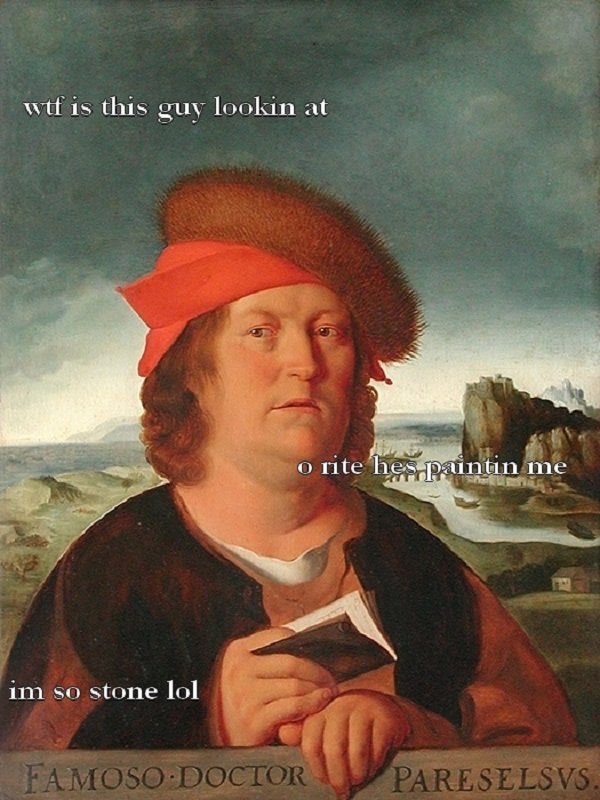 Paintings and captions go together swimmingly