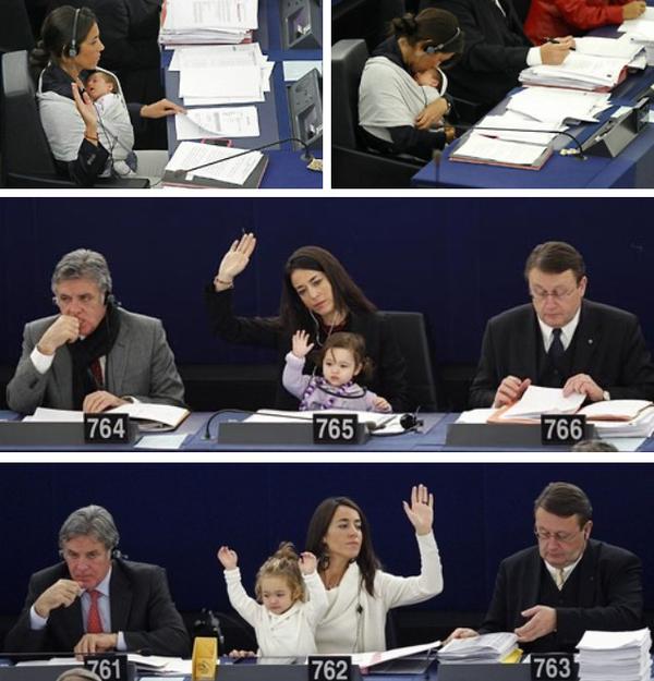 Italian MEP Licia Ronzulli is known for often bringing her daughter to work with her