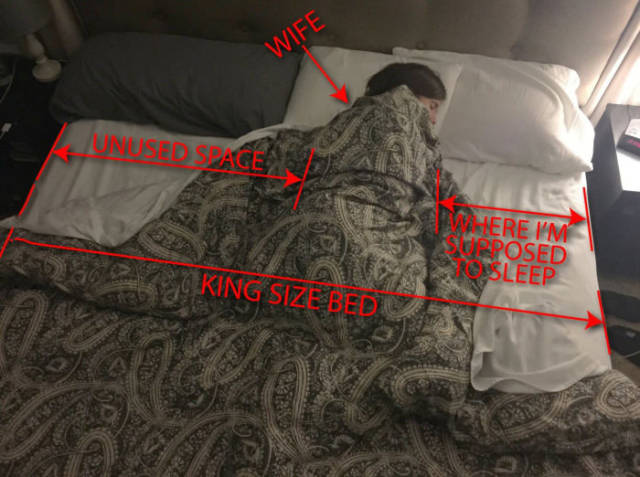 memes - husband wife bed space - Wife Naised Sage Pastere Im Suposed Spusleep King Size Bedi