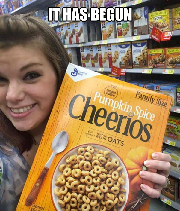 memes - some things you just can t get - E It Has Begune Miley Protein On Wyww montes Pumpkin Spice Cheerios Family Size be Oats