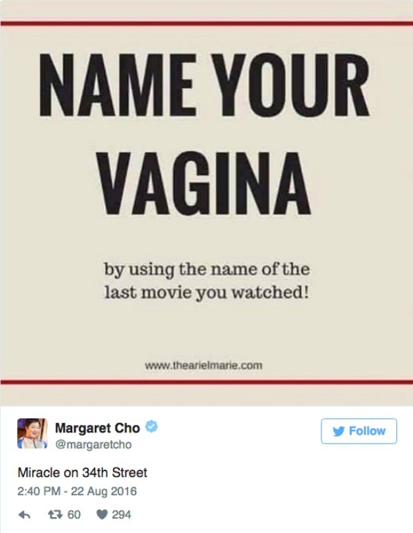 Ladies are renaming their vaginas based on the last movie they saw