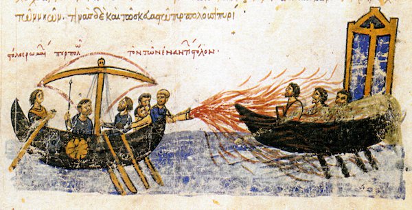 Greek Fire.
Greek fire was an incendiary weapon used by the Byzantine Empire, and it was a devastating weapon. It could burn everything, travel across water and could not be put out. The composition of Greek Fire was a secret, only known to a select few in the military. So strict was the secrecy that the list of ingredients and components were lost over time. Today it’s one of the most enduring mysteries, and a lot of research has gone into figuring out how to recreate it. So far, no luck.