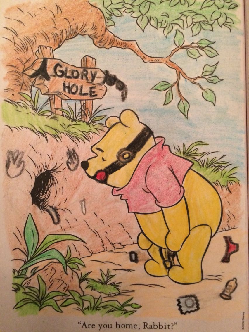 ruining children's coloring books - Glory Hole "Are you home, Rabbit?" O