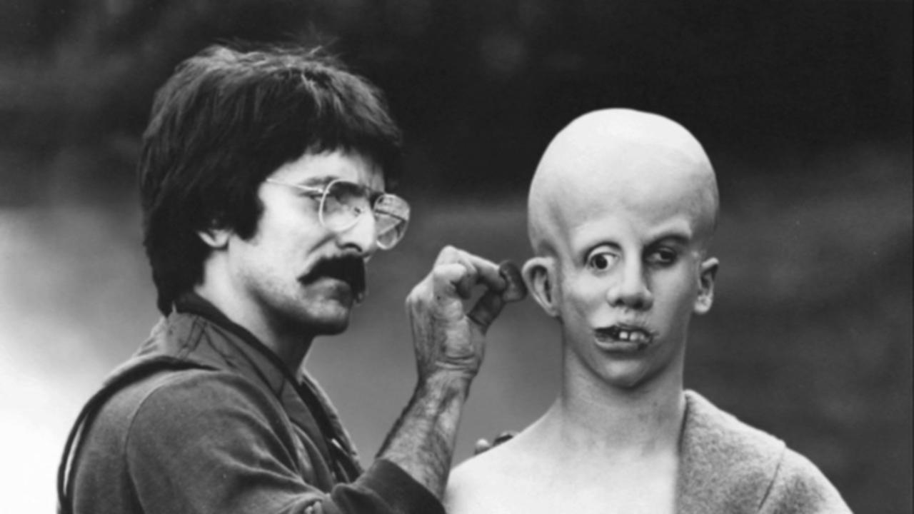 Tom Savini making the finishing touches on a young Jason Voorhees in “Friday the 13th”