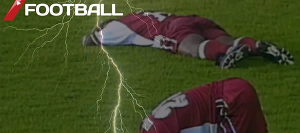 In 1998, all 11 members of a football team were killed by a bolt of lightning which left the other team unhurt. Thirty more people received burns at the match in the Democratic Republic of Congo. 

Locals, known to believe in charms and spells, were divided over whether someone had cursed the team. The two sides were drawing 1-1 in the match in eastern Kasai Province when the lightning struck the visiting team. The athletes from [the home team] Basanga came out of this catastrophe unscathed.