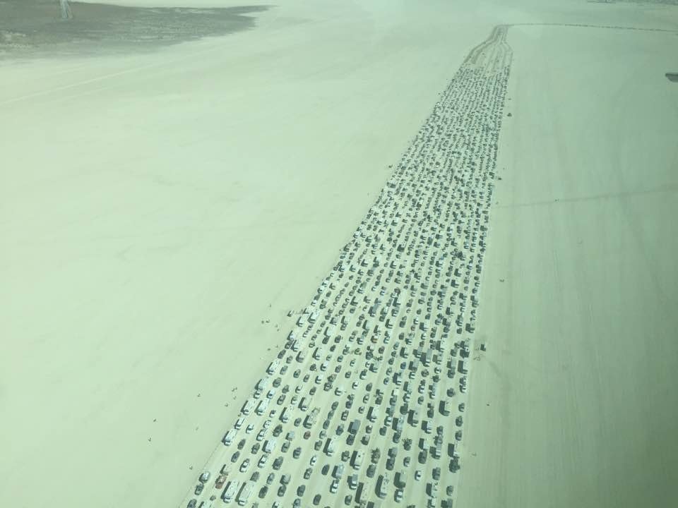 Cars leaving Burning Man