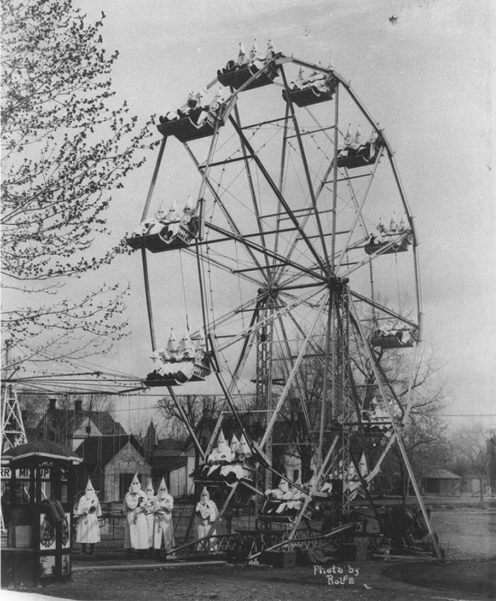 Ku Klux Klan on a ferris wheel, 1925