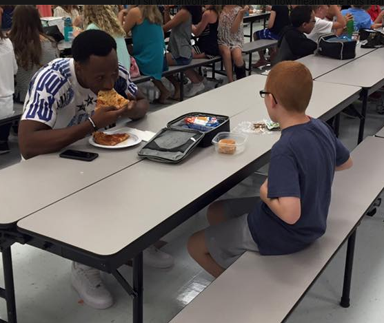 FSU WR Travis Rudolph saw a young boy sitting by himself so he joined him for lunch. The young boy has autism and usually doesn’t have anyone to sit with