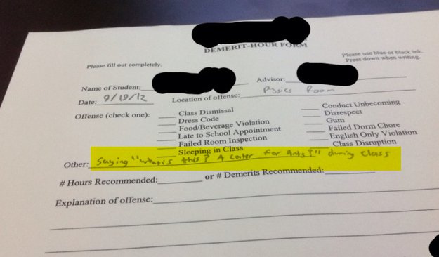 Students get put in detention for the strangest things