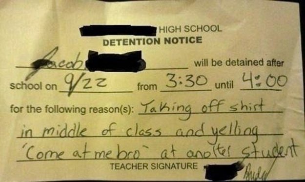 Students get put in detention for the strangest things