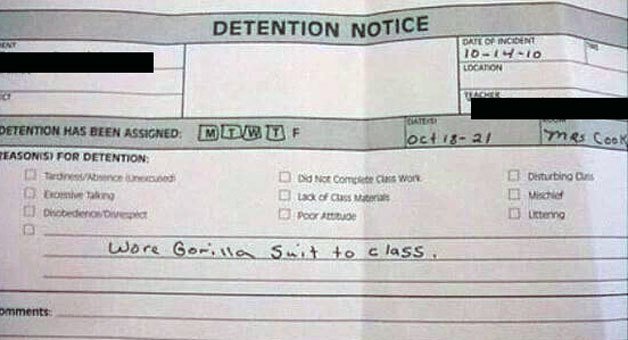 Students get put in detention for the strangest things