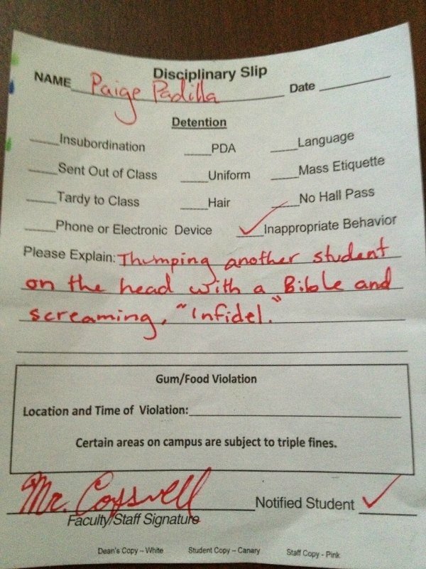 Students get put in detention for the strangest things