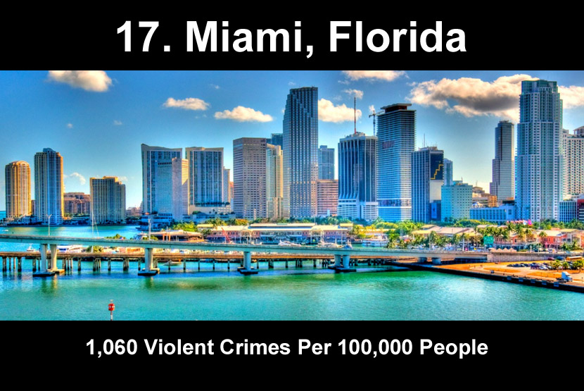 downtown miami - 17. Miami, Florida 1,060 Violent Crimes Per 100,000 people