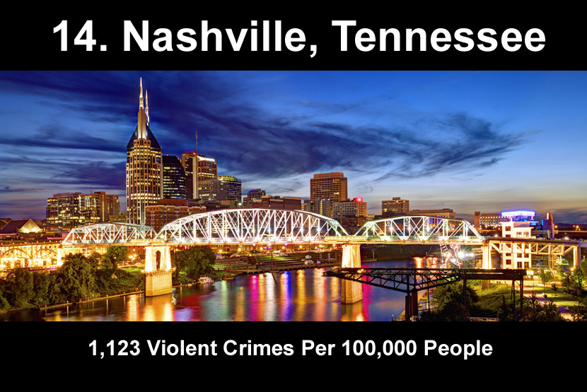 nashville tennessee - 14. Nashville, Tennessee 1,123 Violent Crimes Per 100,000 People