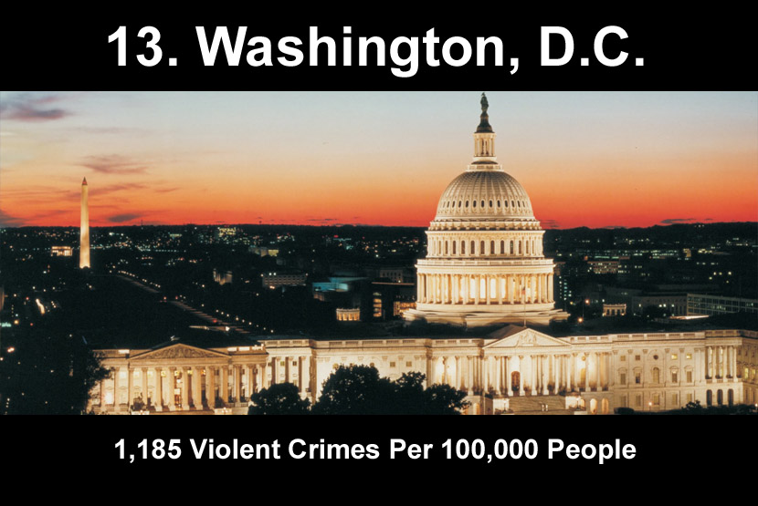 washington dc - 13. Washington, D.C. 1,185 Violent Crimes Per 100,000 people