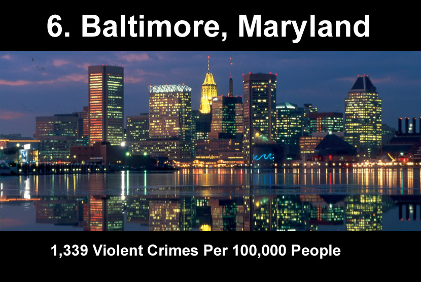 baltimore city - 6. Baltimore, Maryland 1,339 Violent Crimes Per 100,000 people