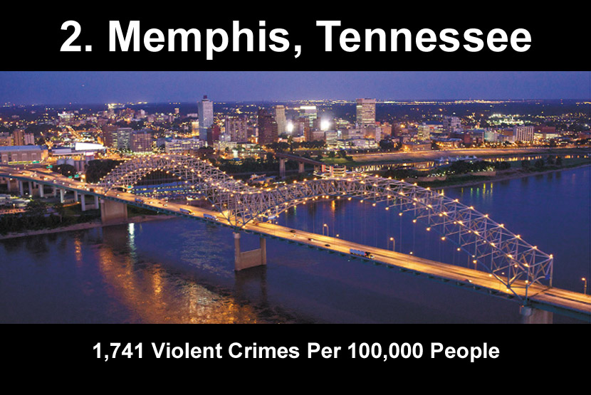 memphis tn - 2. Memphis, Tennessee 1,741 Violent Crimes Per 100,000 People