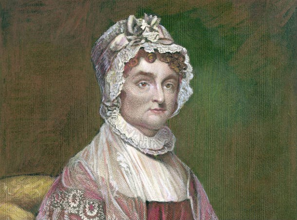 One of the first records we have of a woman seeking a voice in elections were Abigail Adam's letters to her husband John Adams in 1776. She asked him to "Not put such unlimited power in the hands of husbands." He replied, "We have only the name of masters, and rather than give up this, which would completely subject us to the despotism of the petticoat, I hope General Washington and all our brave heroes would fight."