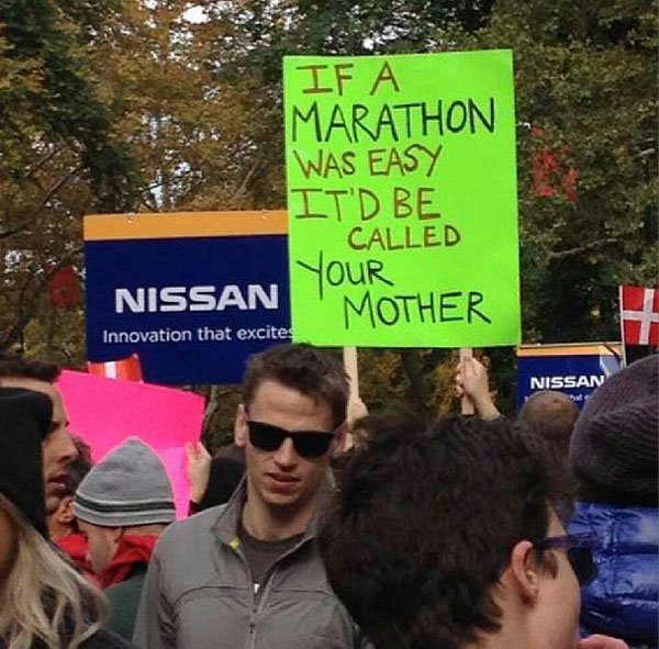 Motivational marathon signs that go the extra mile