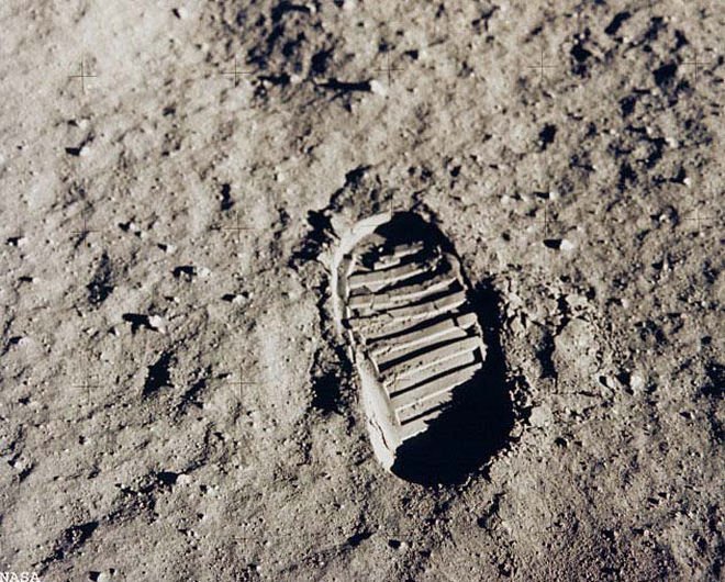 Forty-seven years ago, humankind took its first steps on the moon — and the bootprints will probably still be there a million years from now. That’s because the moon has no atmosphere, so there’s no wind or water to sweep through and erase the marks.