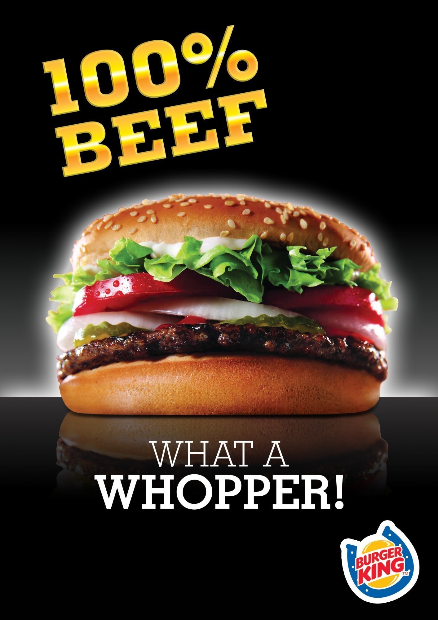 Product Details.
A regular Whopper sandwich is about 260 grams and 630 calories. In the ingredients section, it specifically reads '100% USDA inspected Ground Beef (Fire-Grilled)' for WHOPPER® PATTIES and HAMBURGER PATTIES.