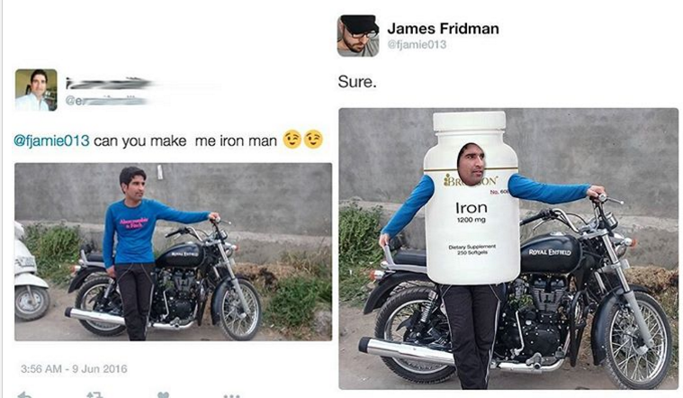 james fridman iron man - James Fridman fjamie013 Sure. Cer can you make me iron man Iron 1200 m Ronales