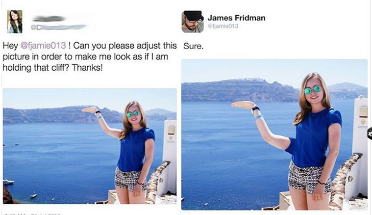 james fridman art - James Fridman farie013 Hey ! Can you please adjust this Sure. picture in order to make me look as if I am holding that cliff? Thanks!