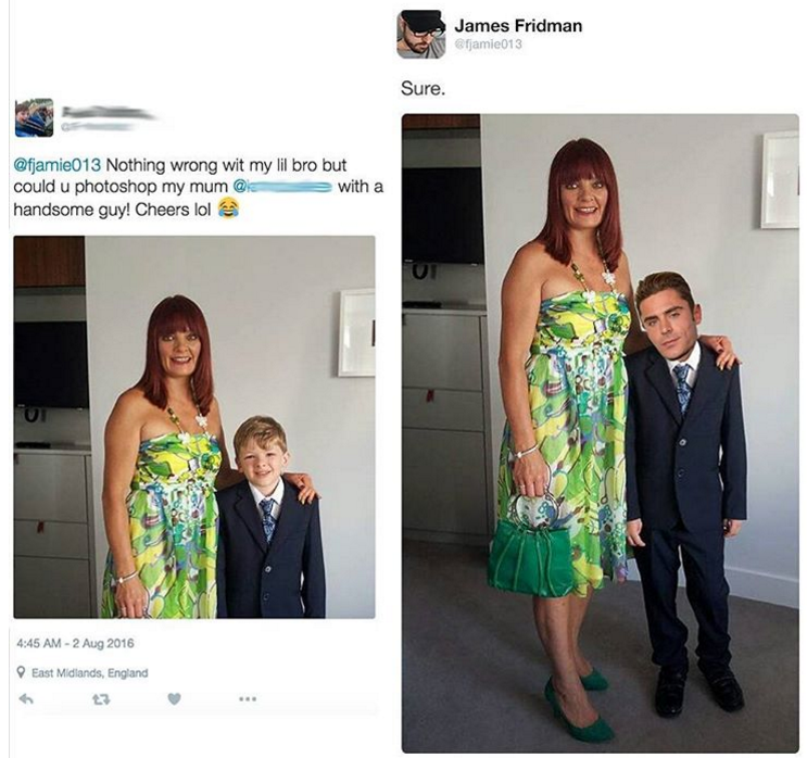 james fridman best - James Fridman 013 Sure. Nothing wrong wit my lil bro but could u photoshop my mum with a handsome guy! Cheers lol 4.45 Am East Midlands England