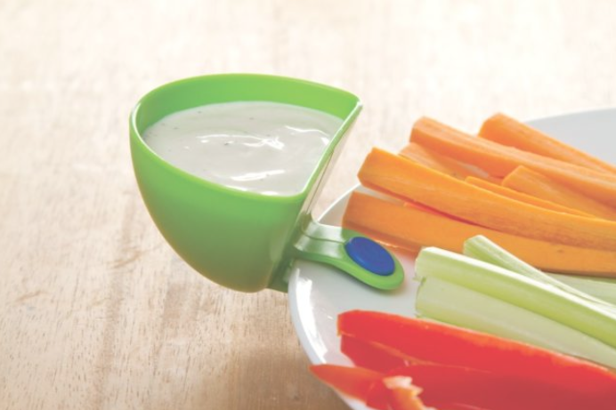 Make extra room on your plate for chips and veggies with dip clips.