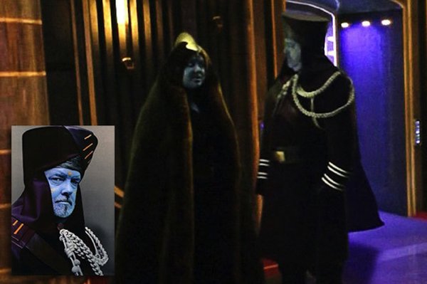 Star Wars ep 3 – Revenge of the Sith.
George Lucas donned some very blue makeup to play the Pantoran senator, Baron Papanoida. Lucas’ own daughter Katie plays Chi Eekway, the figure on the left.