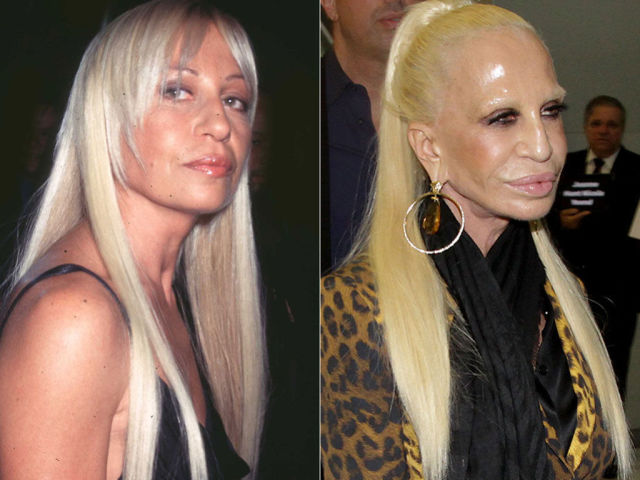 Donatella Versace in 1997 and now