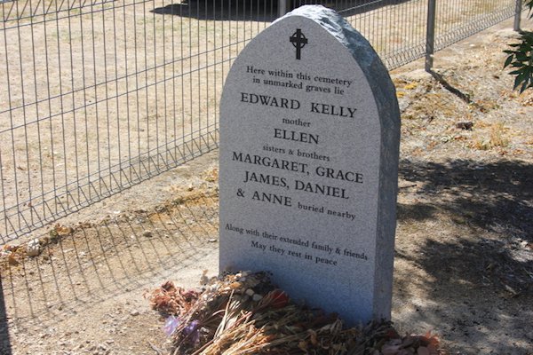 In 2013, what was left of his bones were buried beside his mother, not far from Glenrowan.
