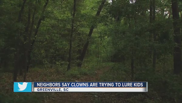 The place where it all began — Greenville, South Carolina. In late August 2016, reports of clowns attempting to lure kids into the woods behind the Fleetwood Manor apartment complex hit the airwaves. According to multiple residents, the clowns, who were carrying flashing green laser lights, crept around with money in hand to get kids to come to a nearby abandoned house. Police canvassed the area but found no evidence of anything suspicious. Still, creepy clown sightings spread to several cities across the U.S.