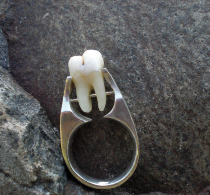 Propose to your partner in style with this delightfully freaky human tooth ring.