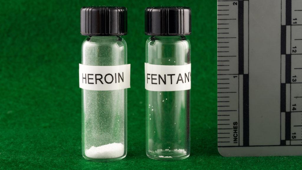 Lethal doses of heroin and fentanyl side by side
