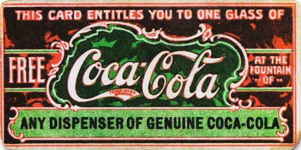 Asa Candler created the first known coupon for the Coca Cola company in 1887. It entitled bearers to one free glass of Coke and is credited with helping take the product from a little known tonic to the most popular soft drink in the world.