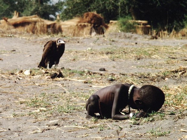 Photojournalist Kevin Carter killed himself 3 mos. after winning the Pulitzer Prize because of the toll taken by the atrocities he had witnessed.

Suicide note:
I’m really, really sorry. The pain of life overrides the joy to the point that joy does not exist…I am depressed…without phone…money for rent…money for child support…money for debts…money!!!…I am haunted by the vivid memories of killings and corpses and anger and pain…of starving or wounded children, of trigger-happy madmen, often police, of killer executioners…I have gone to join Ken (recently deceased colleague Ken Oosterbroek) if I am that lucky”.