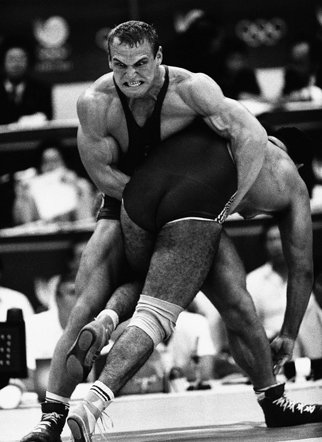 Alexander Karelin is the real-life equivalent of what you would get if you mixed Ivan Drago with Fedor Emelianenko and Zangief from Street Fighter II.  He’s the single most dominant Greco-Roman wrestler of all time, and, if the picture below is any indication, one of the most goddamned frightening human beings of all time.