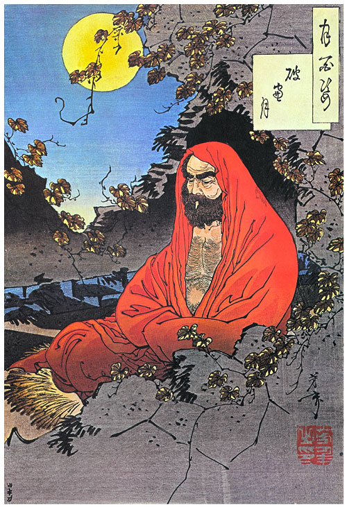 There were actually lots of Buddhist masters over the years that were crazy and wild (including, as already mentioned, the Buddha himself) but most of them were whitewashed over the centuries into these placid soulless kind of caricatures. But Bodhidharma was so totally nuts that even the last 1500 years of Buddhist orthodoxy couldn't do that to him. Alive in the 6th century, Bodhidharma was the guy who invented what would eventually become Zen Buddhism. There were Buddhists in China before him, but he was largely the one responsible for making Buddhism popular in China.

Why was he a rebel?  The Chinese texts called him "the blue-eyed barbarian"; even the texts that were favorable to him!  He had a crazy beard, and a foul temper.  He came to China from India, because (he claimed) there wasn't anyone in all of India capable of being his student. The story goes that an Emperor who was favorable to Buddhism came to see him, and told him about the monasteries he'd paid for, asking Bodhidharma what benefits it brought him; Bodhidharma told him it was of no benefit at all. He traveled through China but couldn't find anyone worthy of learning the truth from him; so finally he went into a cave and stared at a wall for nine years. At one point (legend has it), when he got tired and fell asleep while meditating, he tore off his own eyelids in anger (the legend also claims that the first tea plants grew from his eyelids, so take that story with a grain of salt). Finally, a student called Huike came to ask for Bodhidharma's teaching; when Bodhidharma ignored him, Huike cut off his own arm and said "if you don't agree to teach me, I'll cut my own head off next!". Bodhidharma turned from the wall, saying "at last I have found a worthy student!"

Oh yeah, and after this, Bodhidharma went to a temple, took it over, and whipped the monks there into shape by inventing Shaolin Kung Fu.

What happened to him? He's still widely venerated as a great Buddhist teacher.  Of course, most of what I mentioned above is probably legend. His original teachings were split up and descended into a ton of different sects and systems, including Japanese Zen. Still, for a spiritual rebel, he did pretty good. We also might not have all those awesome Kung-fu movies if it hadn't been for him.