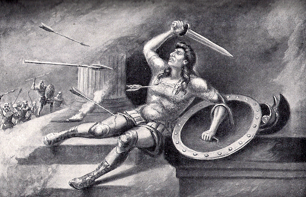 Alcibiades.
Among the great warriors and generals, Alcibiades was the closest to a modern-day rock star. Despite having a name that was decided by throwing Scrabble letters to a sticky surface, he was exceptional in many ways: extremely handsome, highly astute, a skilled warrior, an ace in political games and a phenomenal general with a mind of the highest degree. Legend also has it that he had more sexual encounters than any other man of antiquity and fathered hundreds of children, so there’s that.
But how was he badass? Look no further than the Battle of Delium. Legend has it that Alcibiades was so impressively curb-stomping that the enemy Athenian commander proposed his virgin daughter to him for marriage. He was killed when a man named Artaxerxes sent a bunch of Persian warriors to attack him. They caught him while he was in the middle of a bath (probably a mix of pure mercury and the blood of his enemies) but that didn’t matter. Alcibiades charged at them naked, dagger and shield in hand, and fought them until he was killed by a slew of arrows.