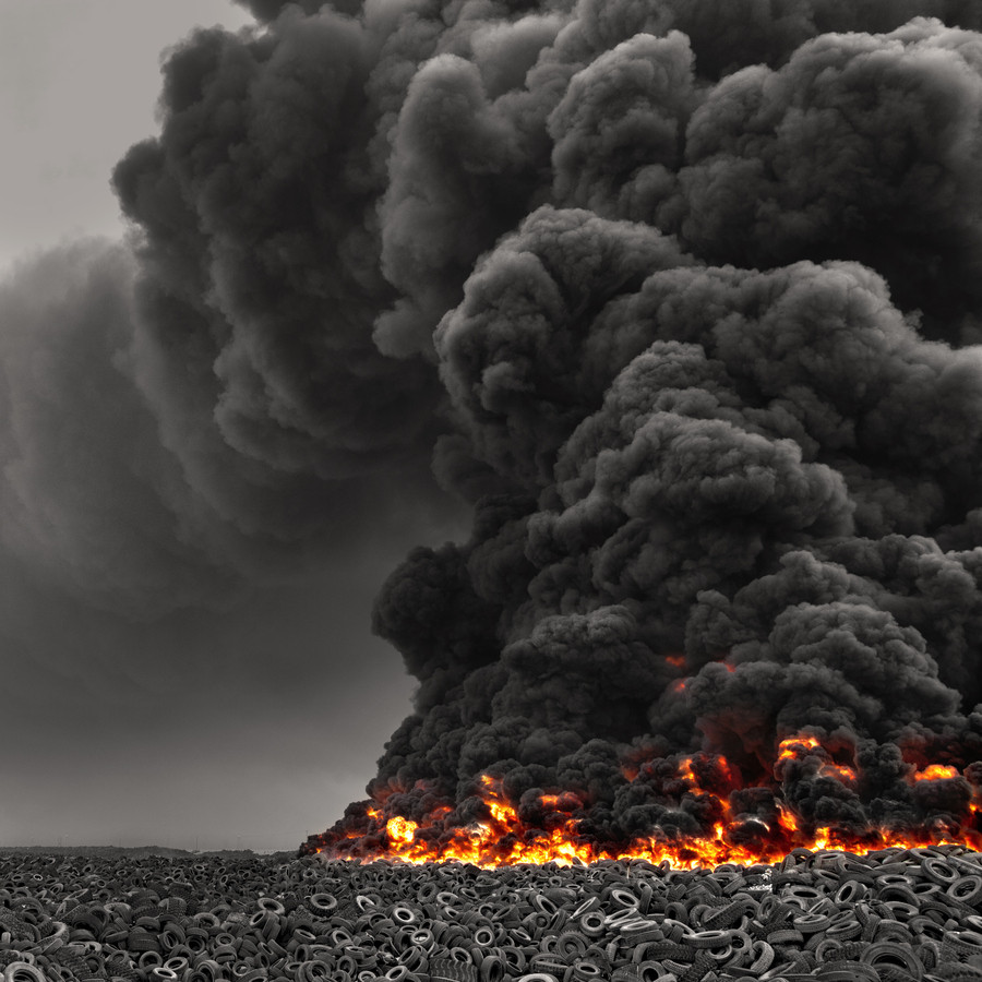 Scrap tire dumpyard fire