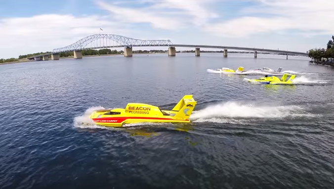 Fastest Hydroplane on Earth.

After over a 100 years of evolution in race boat design, the modern Unlimited Hydroplane is the worlds fastest race boat, capable of speeds over 200mph and powered by a 3000 horsepower Lycorning T-55 L-7 military Chinook helicopter turbine engine.