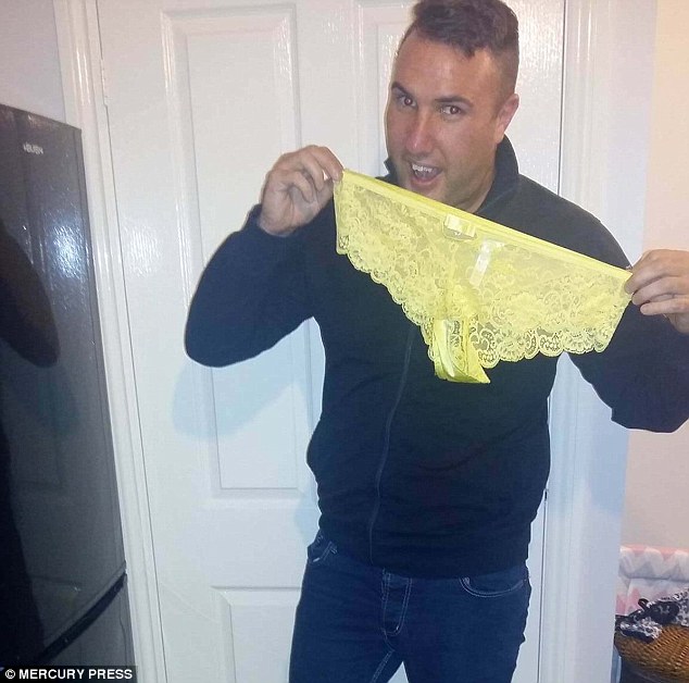 Karl squeezed himself into Jessica’s frilly panties and sent the horny perv a few photos as he requested. Karl says;

“This guy does know Jessica but they've not spoken in years and for him to start sending her dodgy messages when he's just seen us in town together is a bit off. He came on saying things like 'why are you so ignorant' which was a bit strange and then he started with the suggestive comments.”