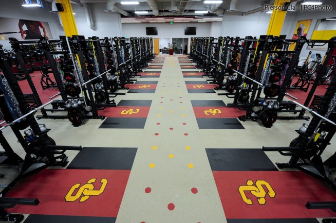 USC’s John McKay Center – $70 Million.

USC dedicates this 110,000-square-foot athletic training facility mostly to football (it features an entire locker room for the football team and an underground practice field), but it also contains a tutoring area for student-athletes. There’s a digital media production center and a two-story video board capable of displaying six big-screen TV’s worth of content at once.