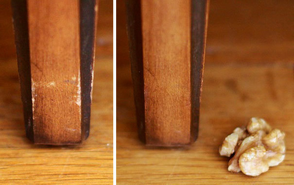 Do you have a lot of damaged wooden furniture? Before you go shopping for new furniture, try rubbing a walnut onto the damaged areas to make it look brand new.